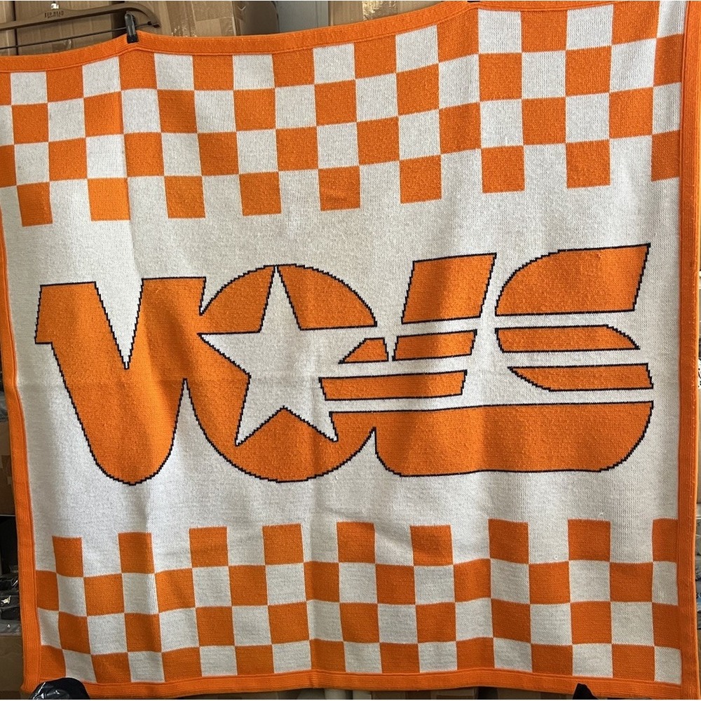 Vintage Tennessee Vols Blanket Logo Knits Checkerboard USA 53x51 Volunteers